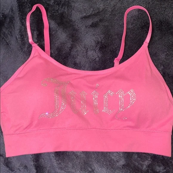 NEW Juicy Couture Active Pink Bra with Rhinestone Logo - Picture 1 of 4